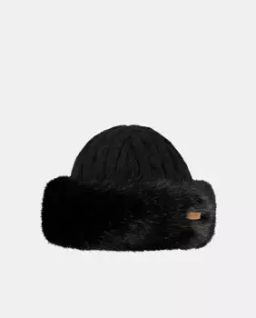 Женская шапка Barts белого цвета из трикотажа и синтетического меха, черный