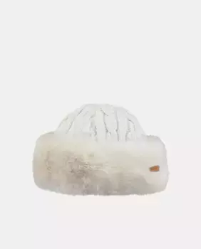 Женская шапка Barts белого цвета из трикотажа и синтетического меха