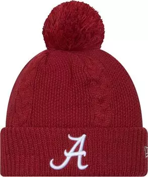 Женская шапка-бини New Era Alabama Crimson Tide темно-красного цвета с косами