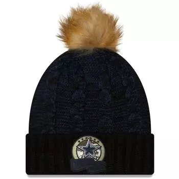 Женская шапка Dallas Cowboys 2022 Salute To Service Pom Knit в черном цвете New Era