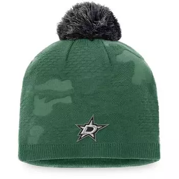 Женская шапка Fanatics Kelly Green/Black Dallas Stars Authentic Pro Team с помпоном для раздевалки Fanatics