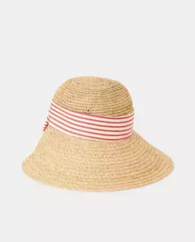 Женская шапка из рафии с полосатой лентой Lloyd's, цвет 120 Crudo