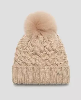 Женская шапка из шерсти и альпаки с завязками Roberto Verino, бежевый