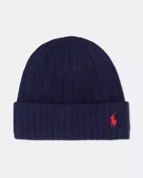 Женская шапка косой вязки Polo Ralph Lauren, темно-синий