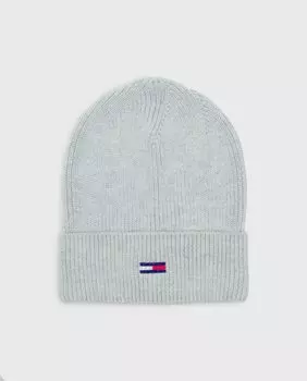 Женская шапка с вышитым логотипом спереди Tommy Jeans, светло-серый