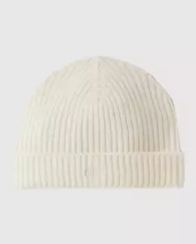 Женская шапка в рубчик из кашемира с вышивкой CP Claudie Pierlot, белый
