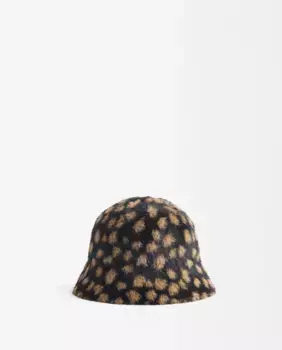 Женская шапка в стиле ведро из меха с анималистичным принтом Parfois, многоцветный