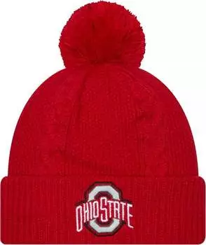 Женская шапка вязанной вязки New Era, штат Огайо Buckeyes алого цвета