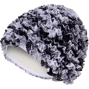 Женская шапочка для плавания с оборкой, белая и черная Fashy