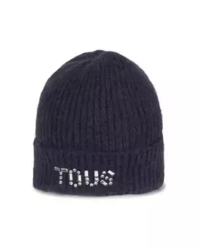Женская шапочка с кристаллами и логотипом Tous, тёмно-синий