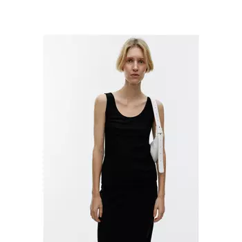 Женская шелковая майка Arket с U-образным вырезом, черный