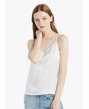 Женская шелковая майка с v-образным вырезом и тонкими бретельками LILYSILK, белый