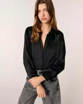Женская шелковая рубашка Maje, черный