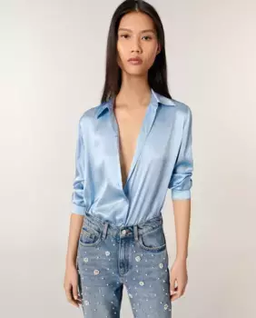 Женская шелковая рубашка Maje, синий