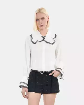Женская шелковая рубашка с кружевом The Kooples, белый