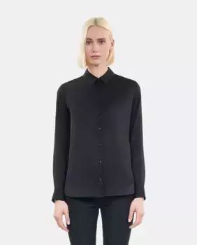 Женская шелковая рубашка с пуговицами в тон The Kooples, черный