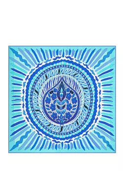 Женская шелковая шаль из твила с бирюзовой бахромой Imannoor