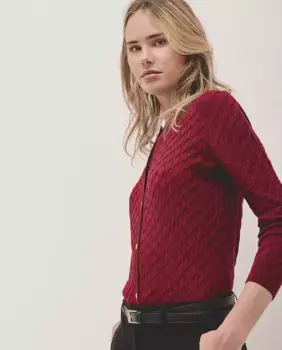 Женская шерстяная куртка косой вязки Roberto Verino, красный