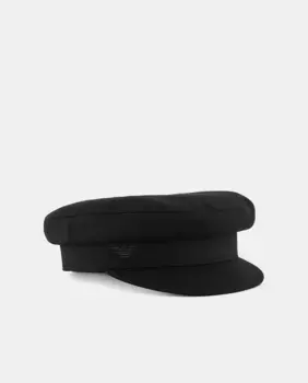 Женская шерстяная шапка с козырьком Emporio Armani, черный