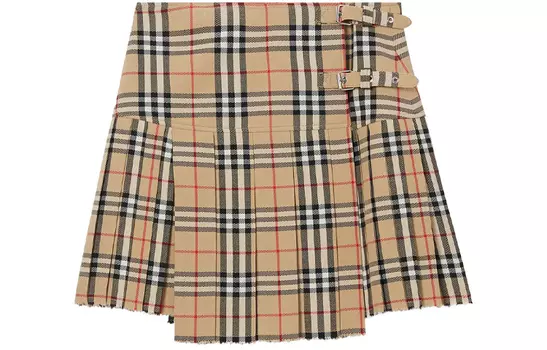 Женская шерстяная юбка-килт в винтажную клетку Burberry, Beige+Shopping Bag Packaging (Shopping Bag Included)
