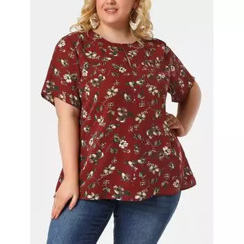 Женская шифоновая блузка больших размеров с короткими рукавами и завязкой на талии, с цветочным принтом Agnes Orinda