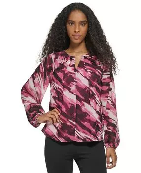 Женская шифоновая блузка с длинным рукавом и принтом Calvin Klein, мульти