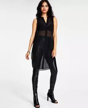 Женская шифоновая туника без рукавов с пуговицами спереди, созданная для macy's Bar III, мульти