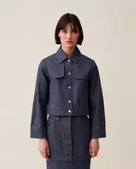 Женская широкая джинсовая куртка темного цвета Claudie Pierlot, синий