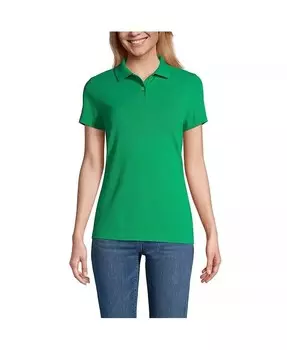 Женская школьная форма, базовая сетчатая рубашка-поло с короткими рукавами Lands' End, зеленый