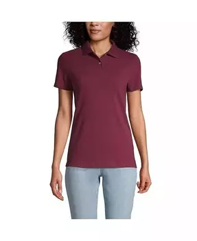 Женская школьная форма, базовая сетчатая рубашка-поло с короткими рукавами Lands' End, красный