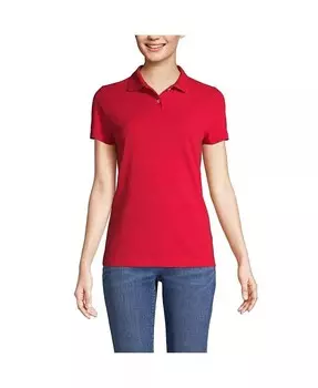 Женская школьная форма, базовая сетчатая рубашка-поло с короткими рукавами Lands' End, красный