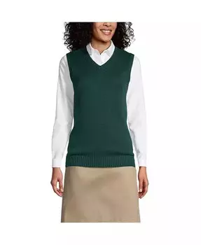 Женская школьная форма, хлопковый свитер из модала, жилет Lands' End, зеленый