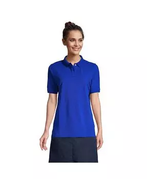 Женская школьная форма с коротким рукавом и сетчатой рубашкой поло Lands' End, цвет Cobalt