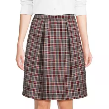 Женская школьная форма в клетку, юбка-шорты до колена Lands' End, цвет gray maroon plaid