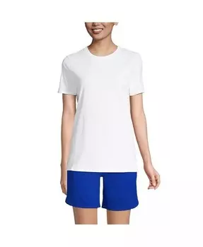 Женская школьная форма, высокая женственная футболка с короткими рукавами Essential Lands' End, белый