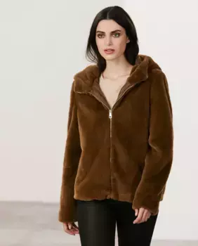 Женская шуба из искусственного меха с капюшоном Vero Moda, коричневый