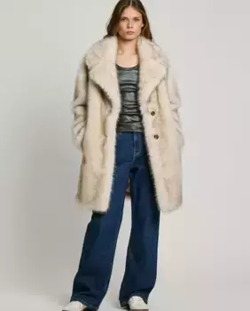 Женская шуба из искусственного меха с застежкой на пуговицы Pepe Jeans, бежевый