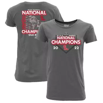 Женская синяя 84-серая футболка Ole Miss Rebels 2022 NCAA, мужская футболка с расписанием чемпионов Мировой серии бейсбольного колледжа