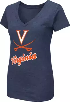 Женская синяя футболка двойного цвета с v-образным вырезом Colosseum Virginia Cavaliers