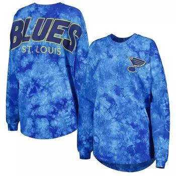 Женская синяя футболка Fanatics с длинными рукавами и кристаллами St. Louis Blues Fanatics