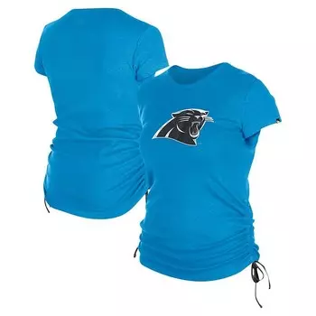 Женская синяя футболка New Era Carolina Panthers со сборками по бокам, цвет Pth Blue