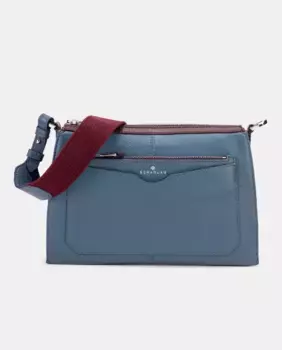 Женская синяя кожаная сумка через плечо Scharlau