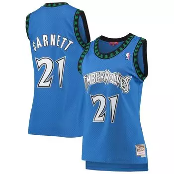 Женская синяя майка Mitchell & Ness Kevin Garnett Minnesota Timberwolves Hardwood Classics Swingman