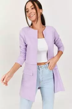 Женская сиреневая длинная куртка с пришивкой на пояс armonika, фиолетовый