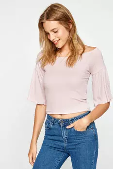 Женская сиреневая футболка Koton, фиолетовый