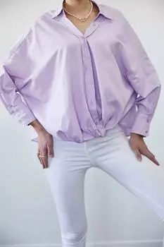 Женская сиреневая рубашка с завязкой на талии XHAN, фиолетовый