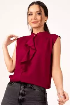 Женская сливовая блузка без рукавов с рюшами спереди armonika, фиолетовый