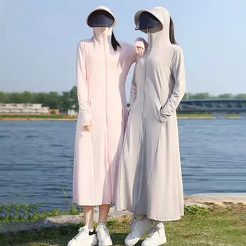 Женская солнцезащитная одежда Bowonike длинная с козырьком, бежевый