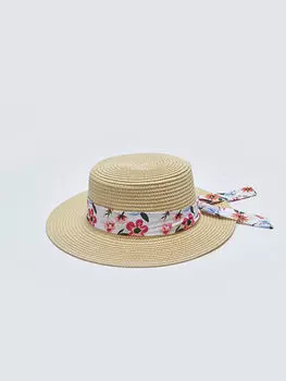 Женская соломенная шляпа Fedora с полосками LCW Accessories