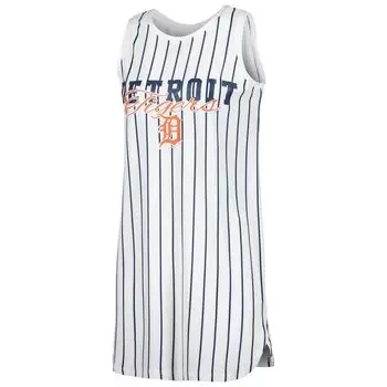 Женская спортивная белая ночная рубашка без рукавов в тонкую полоску Detroit Tigers Reel